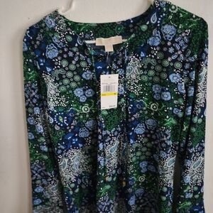 MICHAEL Michael Kors Blue and Green Blouse